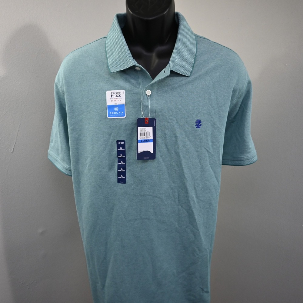 IZOD Advantage Performance Polo Mens XL NEW Green Blue Slat Sport Flex Stretch‎
